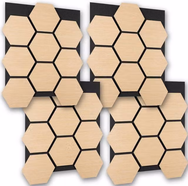 tectake Sound-Absorbing Felt Acoustic Panels in Light Oak Wood Look, Brown