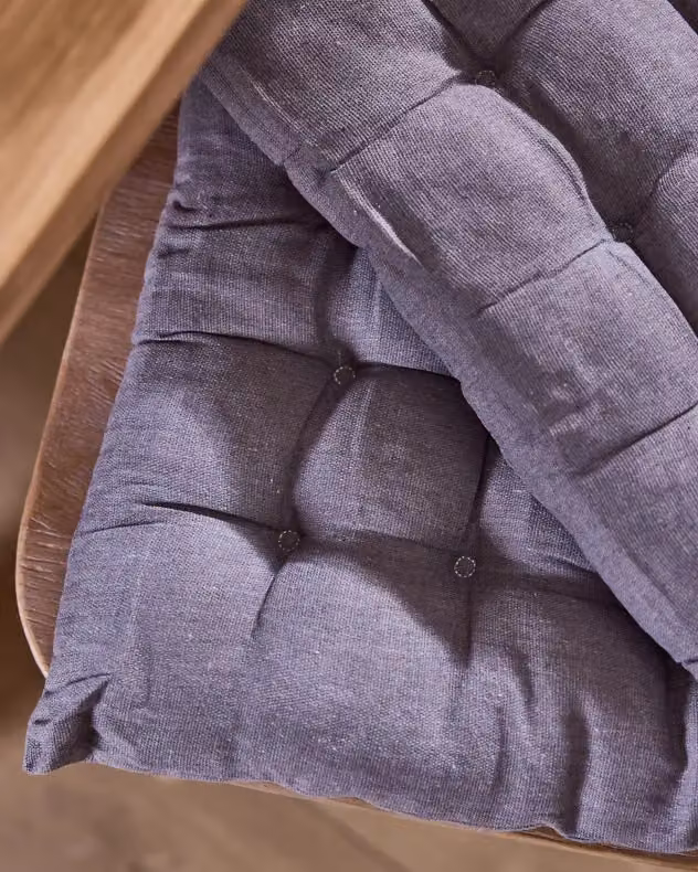 Dibor Set of 2 Grey Quilted Cotton Square Seat Pads, W/D/H: 40 x 40 x 40 cm – 3
