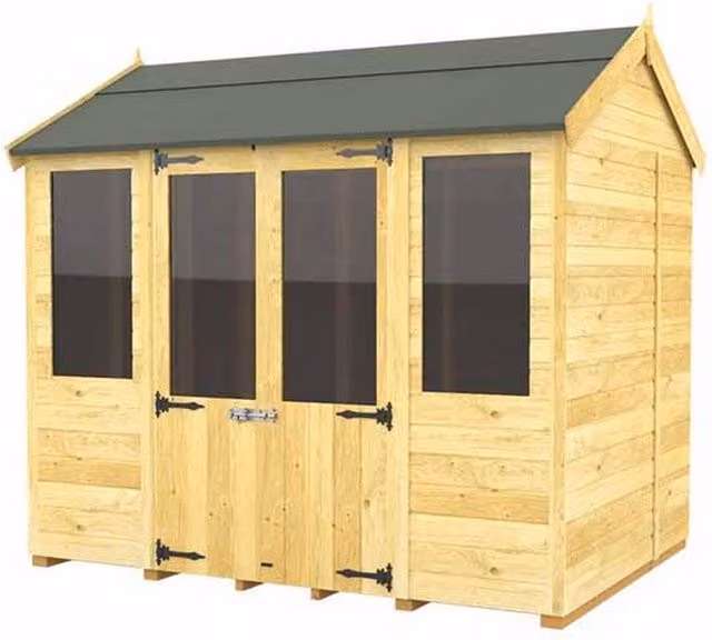 Buttercup Farm Apex Summer House in Brown Wood, W/D/H: 231 x 243 x 217 cm – 1
