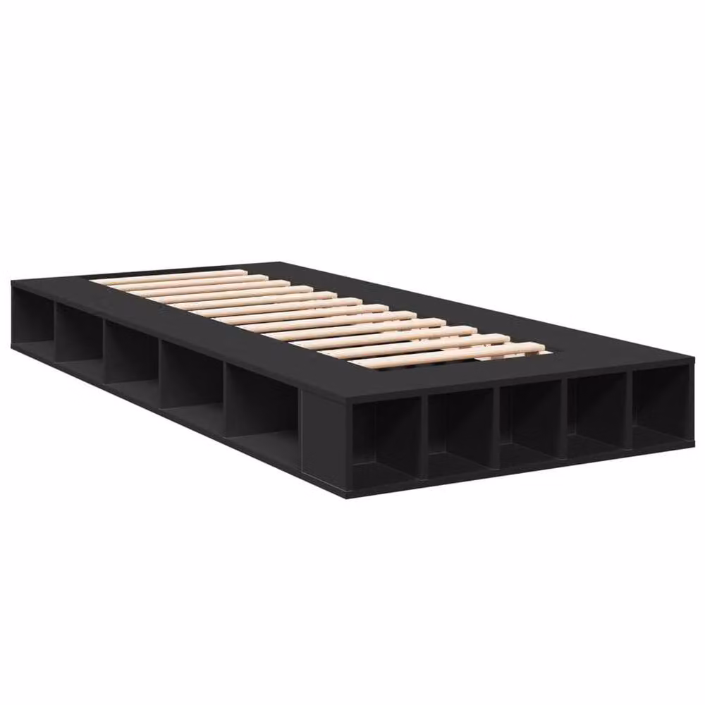 Berkfield Home Black Bed Frame with Side Compartments, W/D/H: 100 x 200 cm – 3