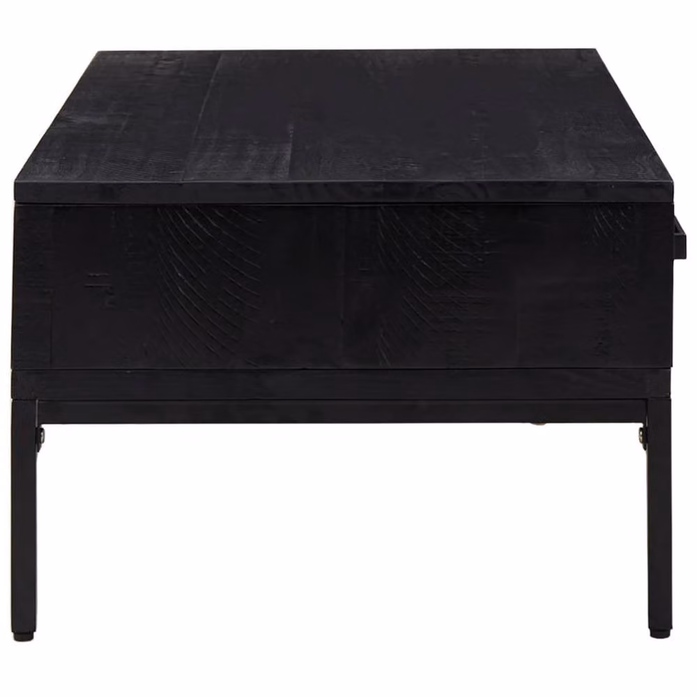 Berkfield Home Decorative Black Solid Pinewood Coffee Table W/D/H: 90 x 50 x 35 cm – 4