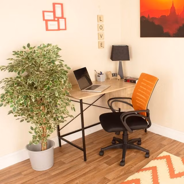 Core Products Ltd Home Office Desk and Chair Set in Light Oak with Orange Accents, W/D/H: 120 x 60 x 76 cm
