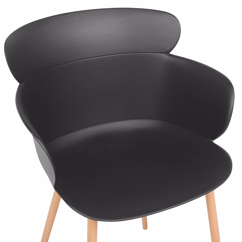 Wyld and Coco Set of 2 Black Synthetic Leather Dining Chairs with Metal Legs – 3