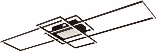 Netlighting Saunders LED Semi Ceiling Light, Black, W: 111 cm, D: 42 cm, Dimmable with Remote Control