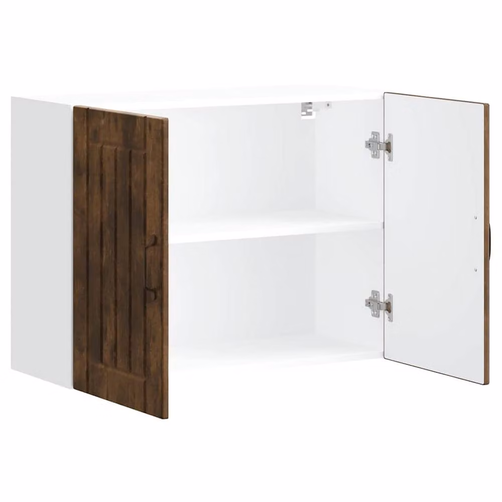Berkfield Home Lucca Kitchen Wall Cabinet in Smoked Oak with Glass Doors and Brown Matt Finish – 3