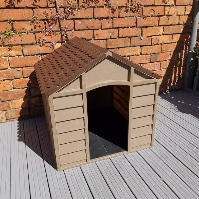Samuel ALEXANDER Weatherproof Plastic Dog Kennel in Brown, W/D/H: 71 x 71 x 68 cm – 1