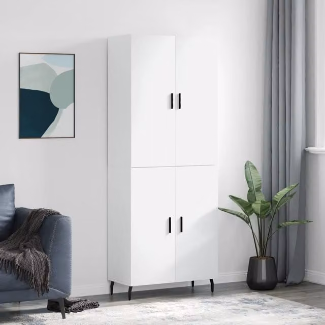 Berkfield Home Modern White Matt Highboard with Hinged Doors and Internal Shelves, W/D/H: 69.5 x 34 x 180 cm – 1