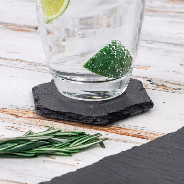 Argon Tableware Hexagon Geometric Slate Coasters, Black, Set of 24, W: 9.5 cm, D: 8.5 cm