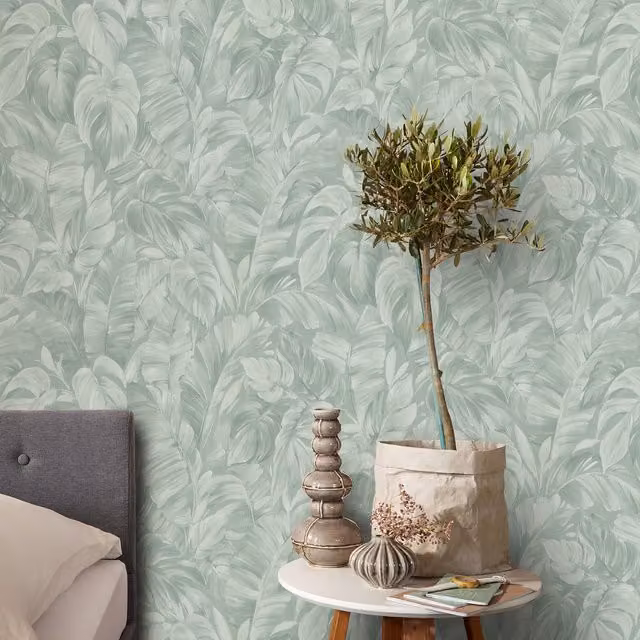 Erismann Folio Leaf Botanical Floral Fabric Effect Wallpaper in Green