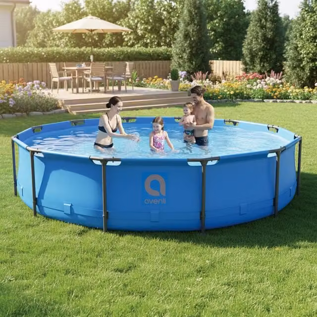 Avenli Blue 14ft Round Frame Pool Set with Pump