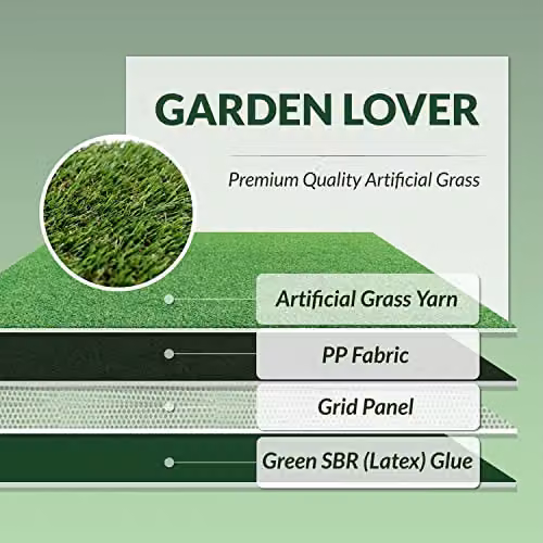 WALPLUS Artificial Grass Roll, Green, 15mm Pile, UV Resistant and Self Draining Pet Friendly Turf Mat – 4
