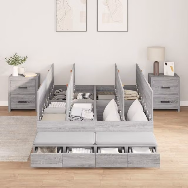 Berkfield Home Grey Sonoma Storage Bed Frame with Drawers W/D/H: 200 x 120 x 31.5 cm – 1
