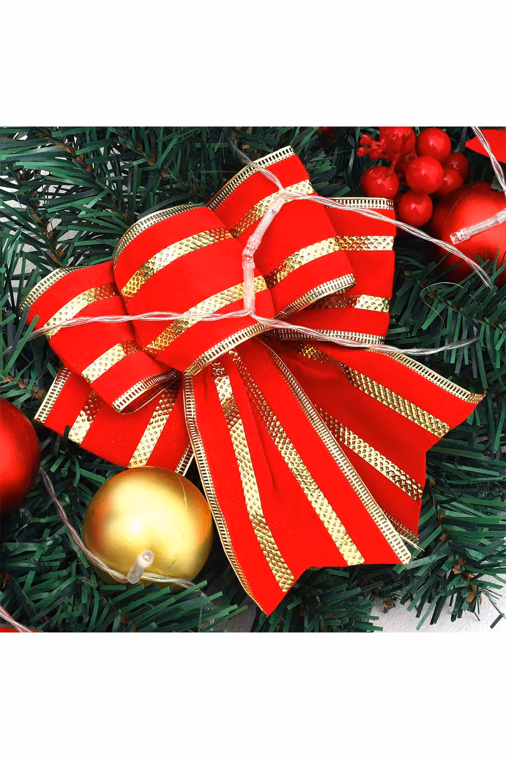 Living and Home 1.8m Artificial Christmas Swag with LED Lights in Green and Red – 4