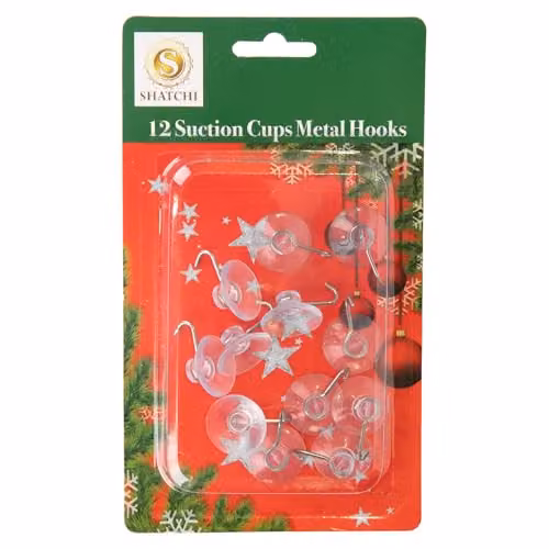SHATCHI 12-Piece Clear Suction Hooks with 23mm Rubber Sucker Pads and Metal Hooks – 3