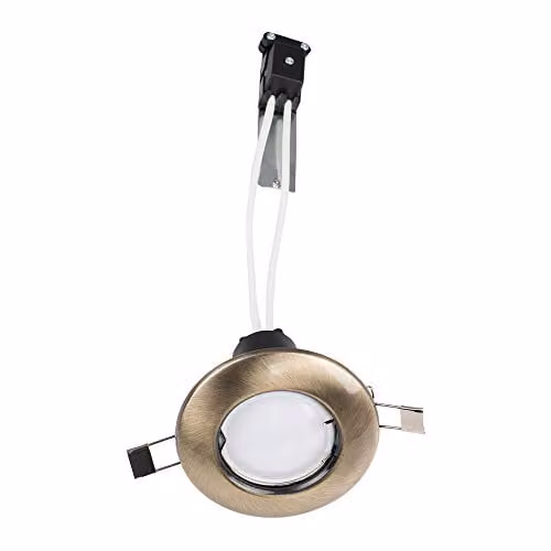 MiniSun Modern Antique Brass Recessed GU10 Ceiling Spotlight Downlights with 3000K Warm White LED Bulbs, Pack of 6