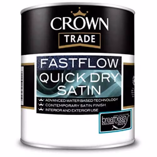 Crown Trade QD Fastflow Quick Drying White Satin Paint, 5 l