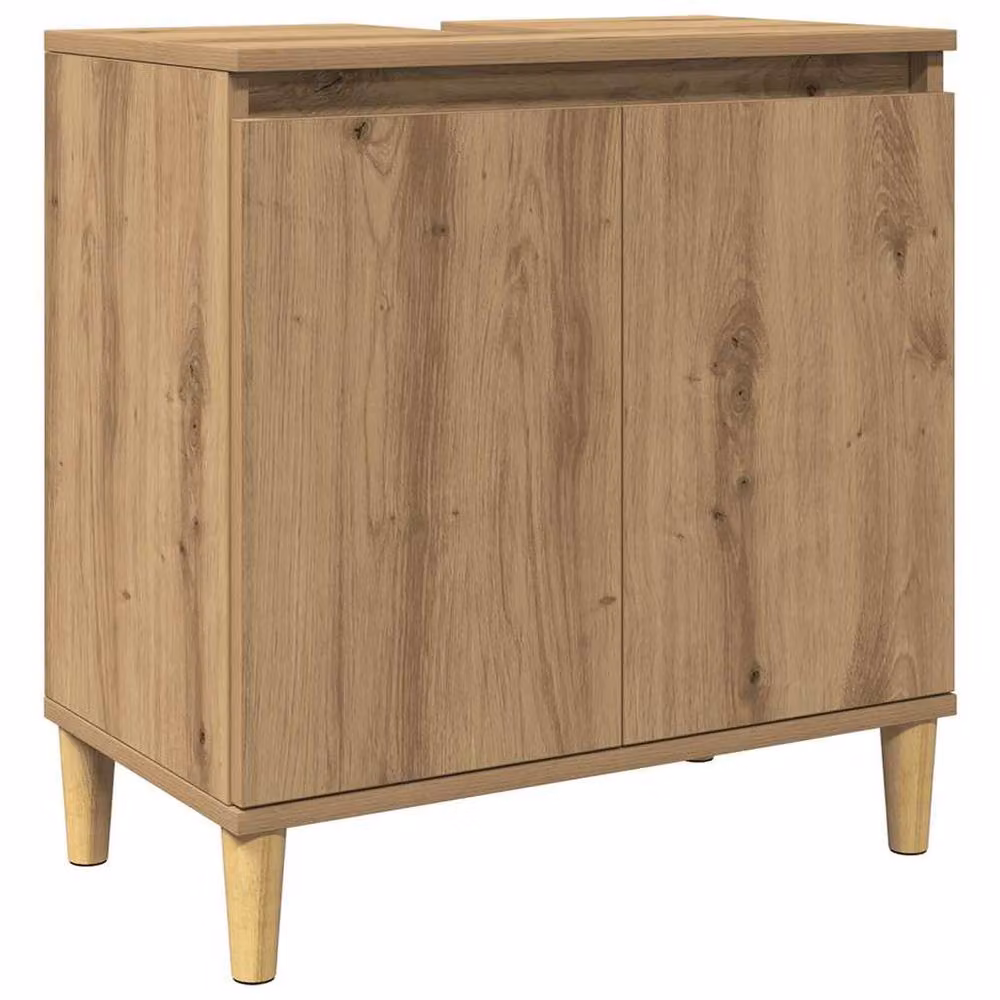 Berkfield Home Artisan Oak Sink Cabinet in Brown, W: 58 cm, D: 33 cm, H: 60 cm – 2