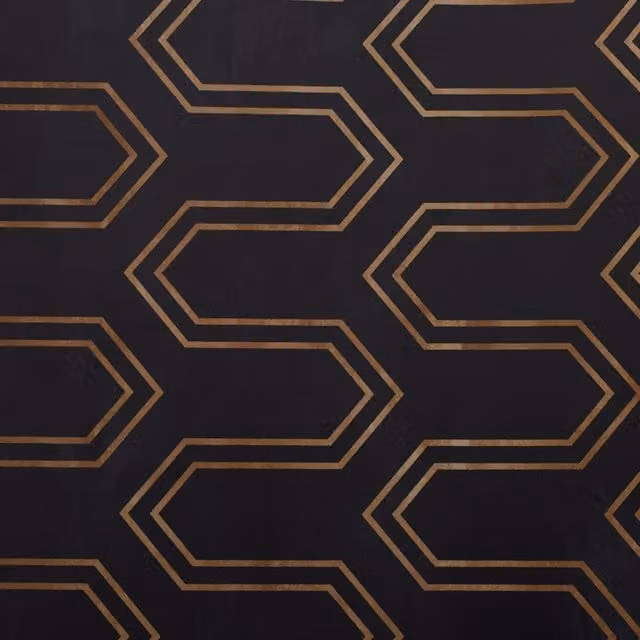 Livingandhome Black and Gold Geometric Abstract Non-Woven Wallpaper