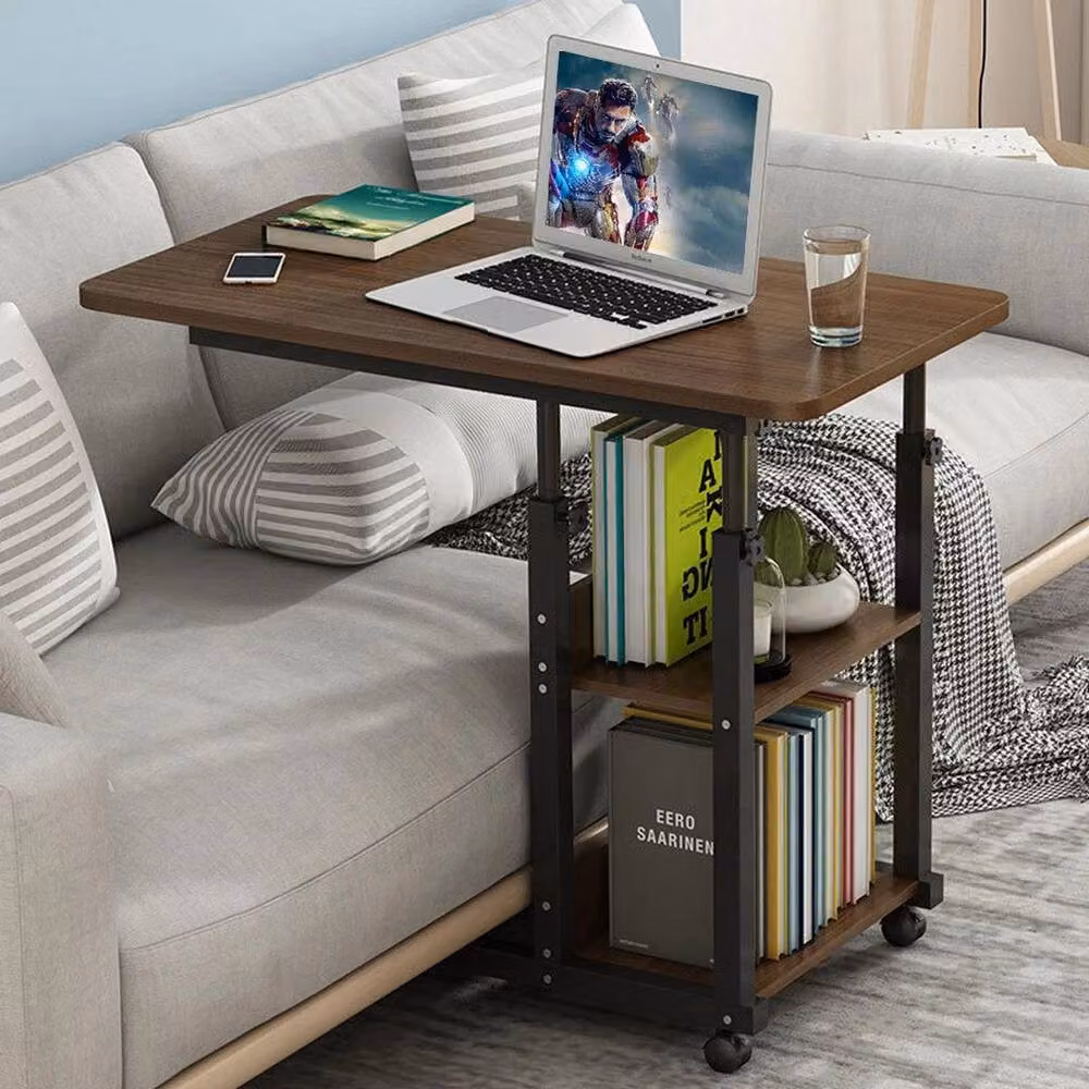 FLAVORA Adjustable Rolling Wooden Laptop Desk in Brown Dark Oak, W/D/H: 100 x 60 x 85 cm – 2