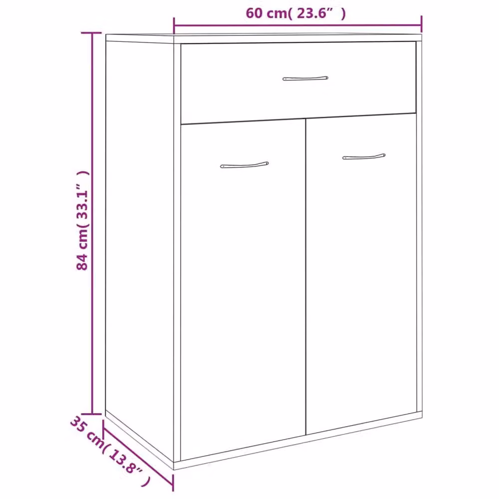 Berkfield Home Concrete Grey Shoe Cabinet with Doors and Drawers, W/D/H: 60 x 35 x 84 cm – 3