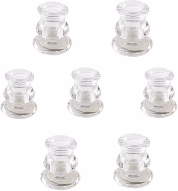 Marco Paul Set of 7 Clear Glass Tapered Candle Holders for Tabletop Centrepieces – 1