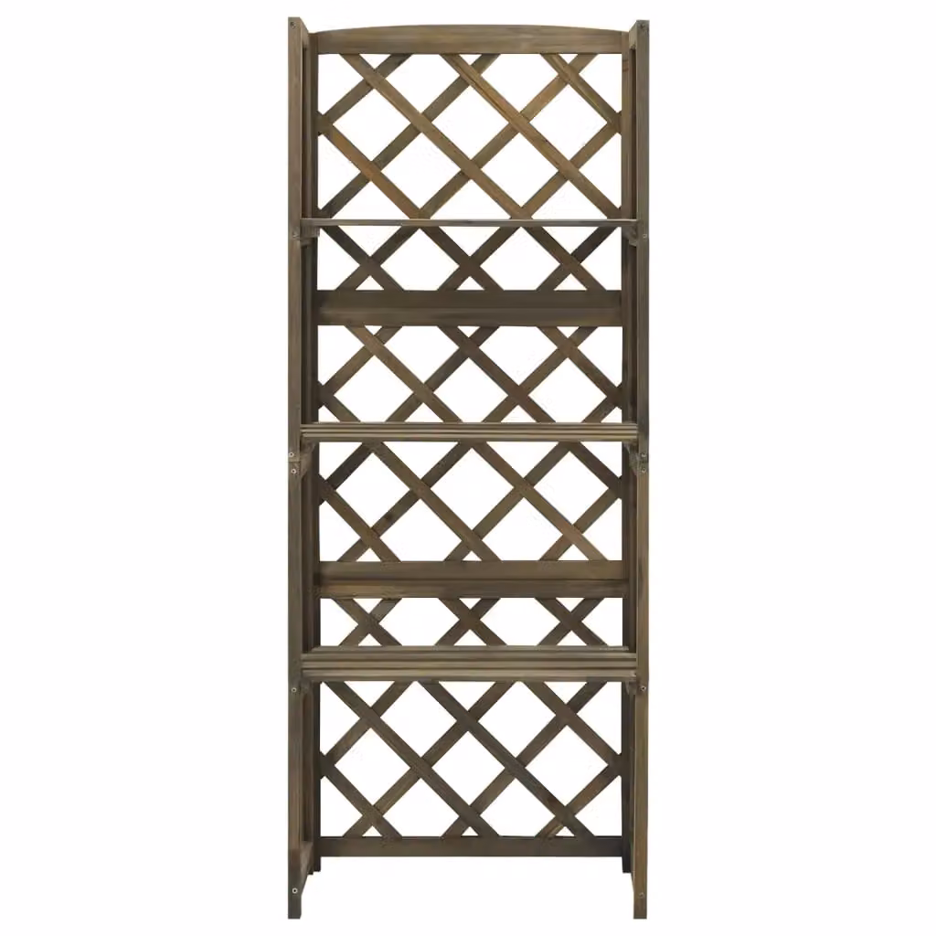 Berkfield Home Grey Trellis with Shelves in Solid Fir Wood, W/D/H: 55 x 30 x 140 cm – 2