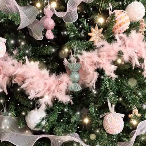 Melody Maison Pink Feather Boa Christmas Garland – 3