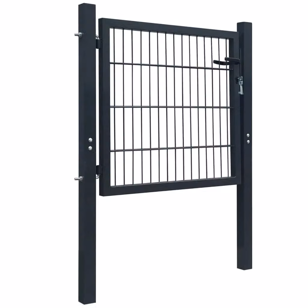 Berkfield Home 2D Single Steel Swing Fence Gate in Anthracite Grey, W: 106 cm, H: 130 cm – 2