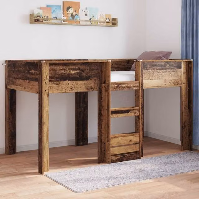 Berkfield Home Two-Level Bunk Bed for Children in Brown Engineered Wood W/D/H: 90 x 190 cm – 1