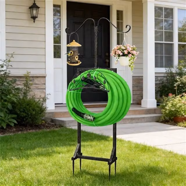 Kelvenix Rustproof Freestanding Garden Water Hose Holder Stand, Black