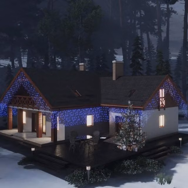 Berkfield Home LED Curtain Icicle Lights, Blue, 400 LED, 10m – 1