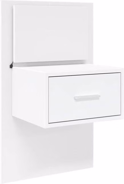 Berkfield Home Modern Wall-mounted Bedside Cabinet with Integrated LED Lights, White, W: 80 cm, H: 48.5 cm, D: 32.5 cm