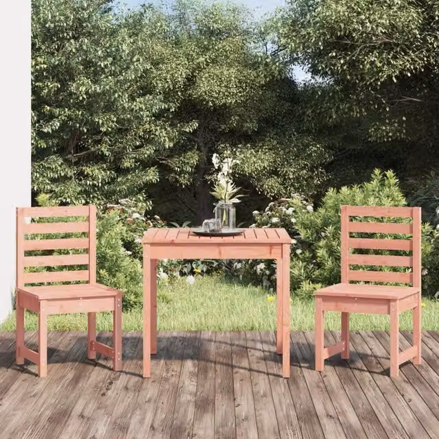 Berkfield Home 3 Piece Garden Bistro Set in Brown Solid Wood