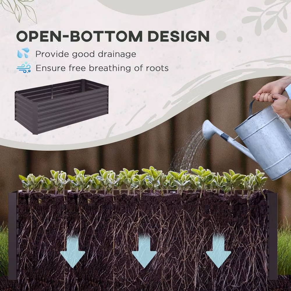 STILVORA Steel Raised Garden Bed in Grey, W/D/H: 180 x 90 x 59 cm – 3
