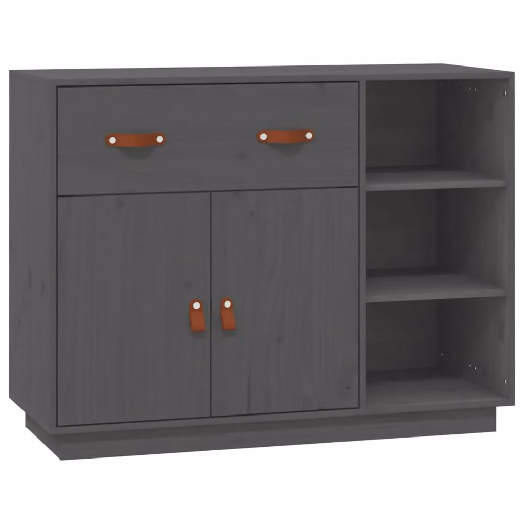 Berkfield Home Rustic Grey Solid Wood Pine Sideboard W/D/H: 98.5 x 40 x 75 cm – 2