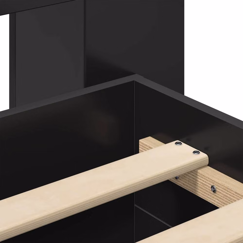 Berkfield Home Modern Bed Frame with Storage Drawers in Black, Engineered Wood, W/D/H: 100 x 200 x 35 cm – 4