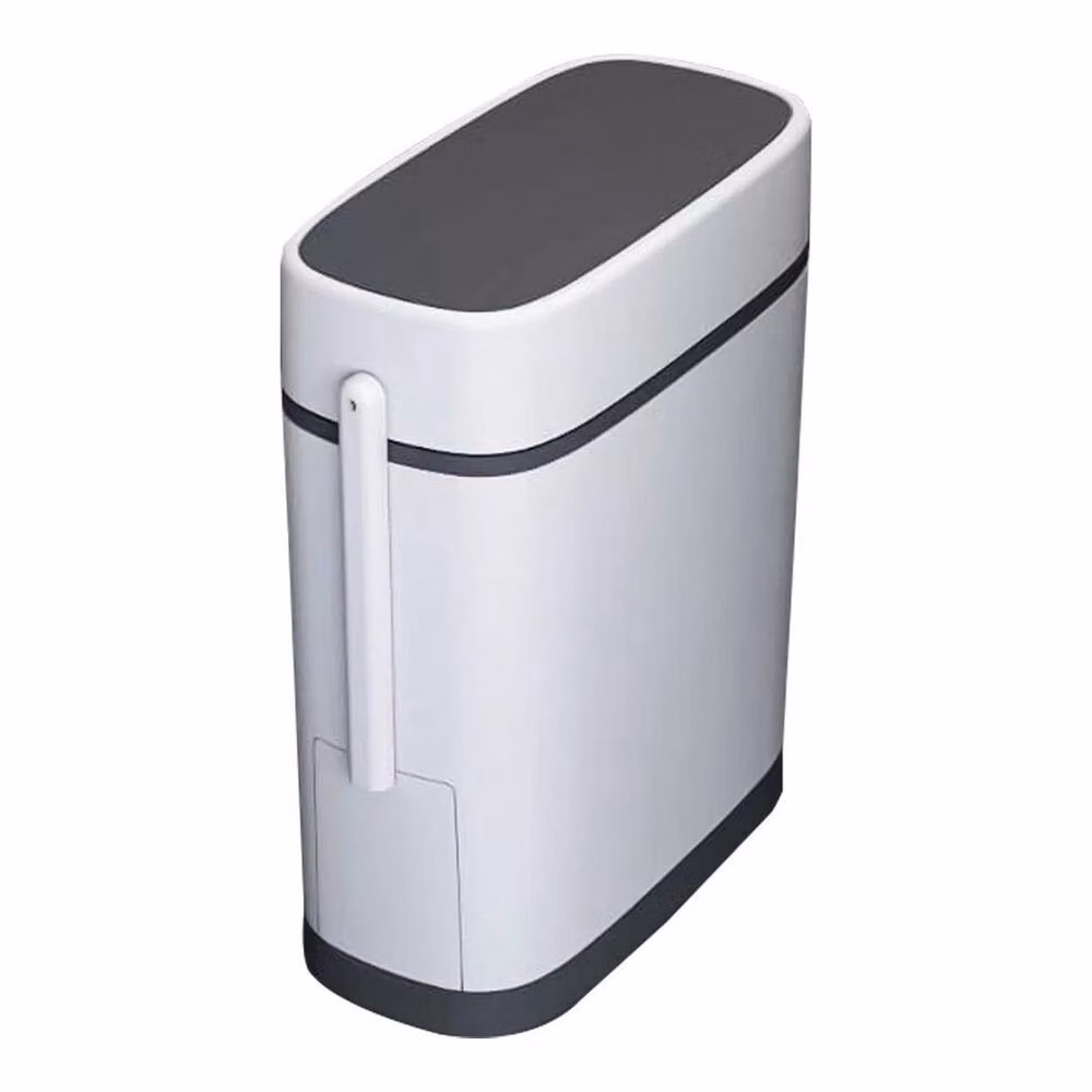 SPETLEK 14L Narrow White Plastic Touch Trash Can with Toilet Brush Holder – 2