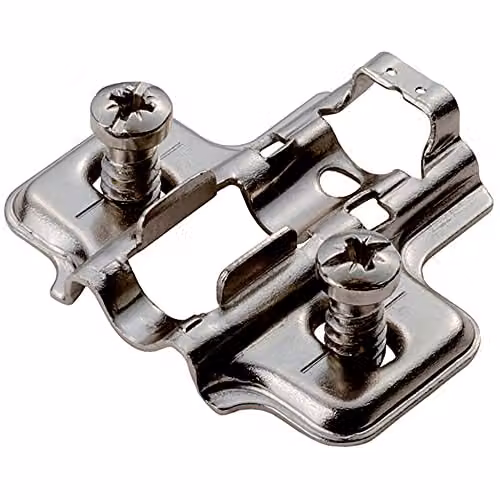 Loops 2mm Mounting Plate for Soft Close Hinges with Euro Screw, Bright Zinc Plated