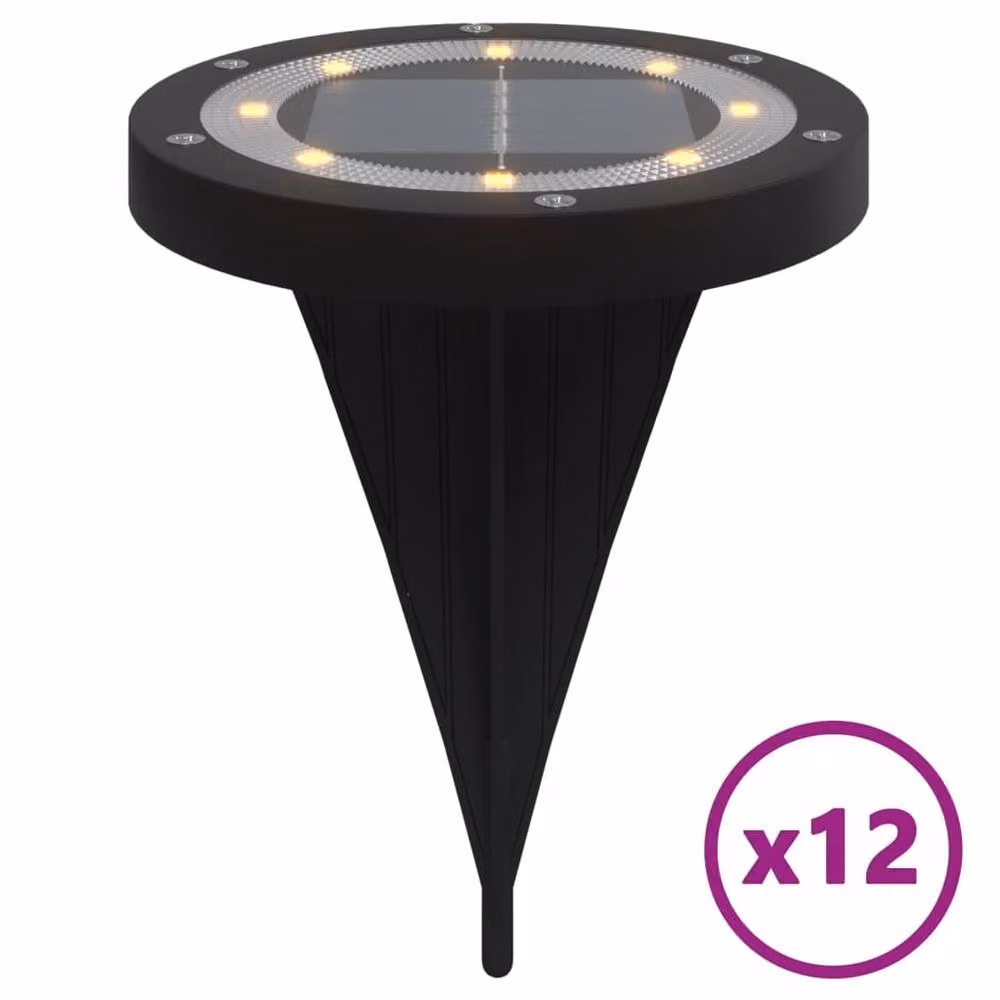 Berkfield Home Solar Ground Lights with Ground Spikes, 12 Pack, Warm White, Black – 2