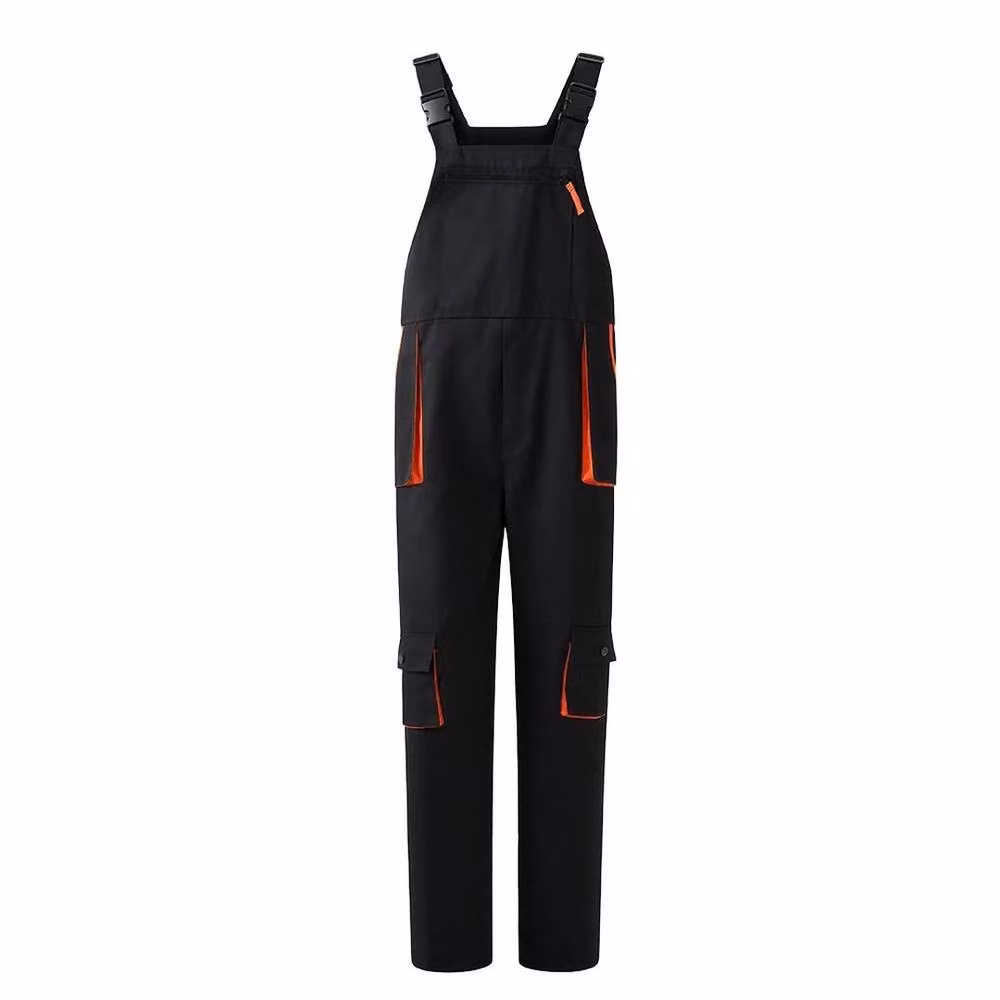 FLAVORA Men's XXXL Heavy Duty Bib and Brace Overalls Work Trousers in Black and Orange Poly-Cotton – 2