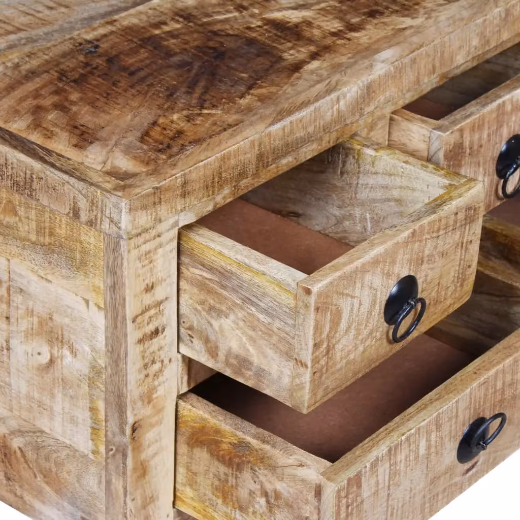 Berkfield Home Rough Mango Wood Coffee Table in Brown, W/D/H: 70 x 70 x 40 cm – 3