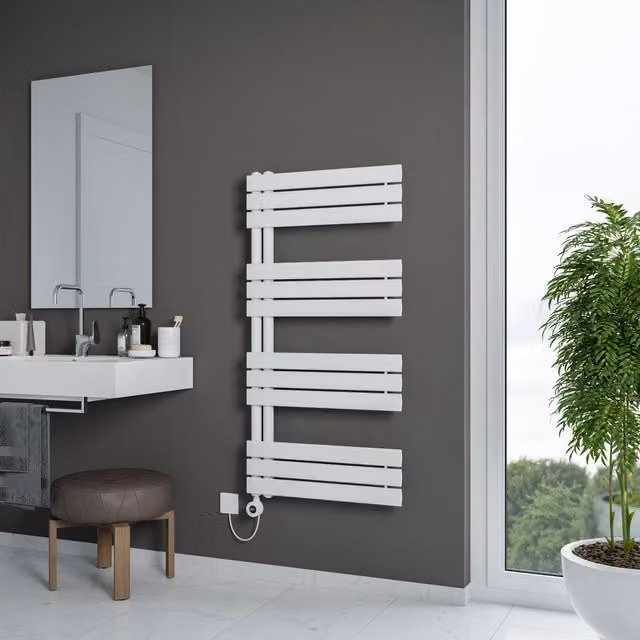 Agadon Lola Open Electric Designer Towel Radiator in White, W: 120 cm, H: 60 cm