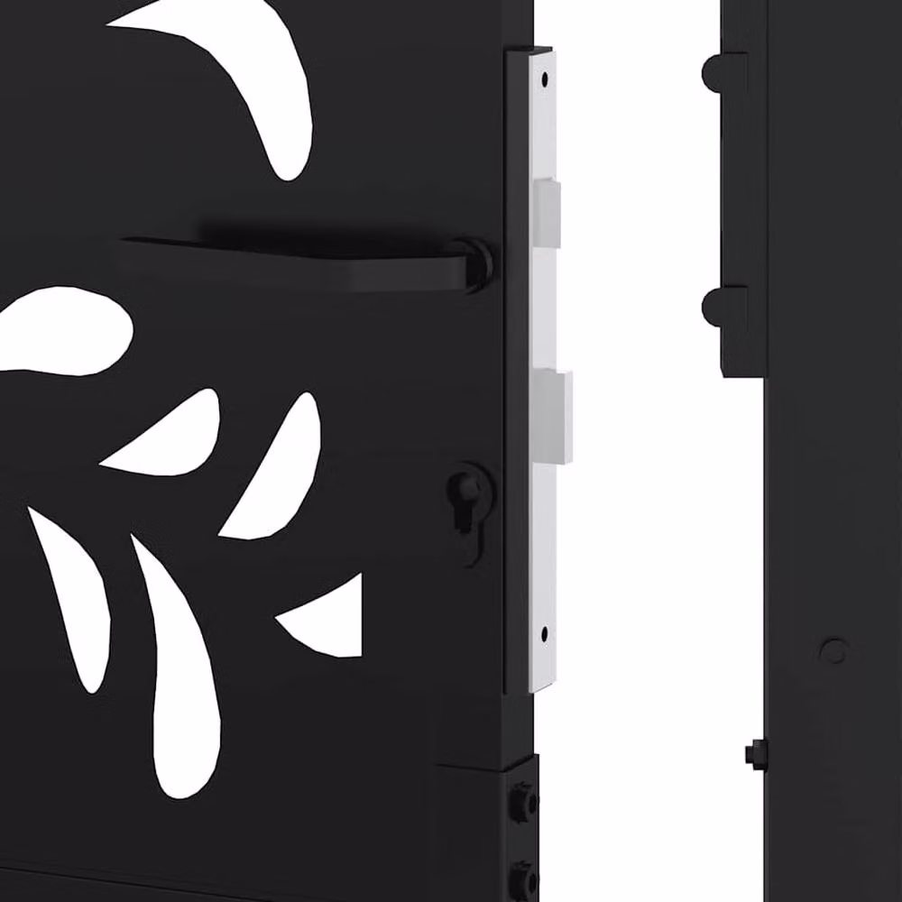 Berkfield Home Black Steel Wave Design Garden Gate W: 105 cm, H: 180 cm – 5