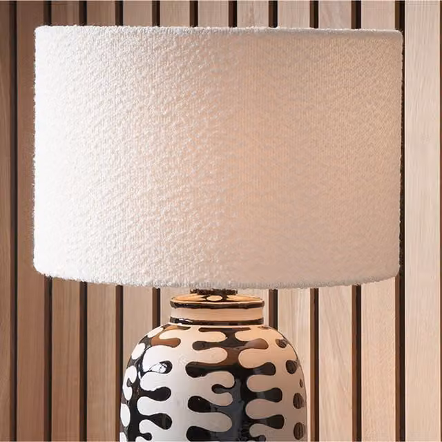Pacific Lifestyle Modern Cylinder Boucle Fabric Lampshade in White and Brown