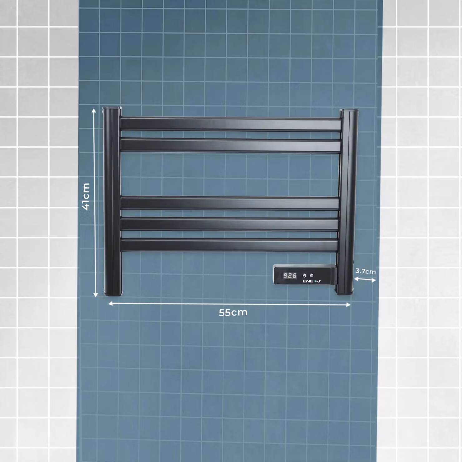 ENER-J Black Infrared Ladder Towel Rail Heater IP24 550W, Jet Black – 2