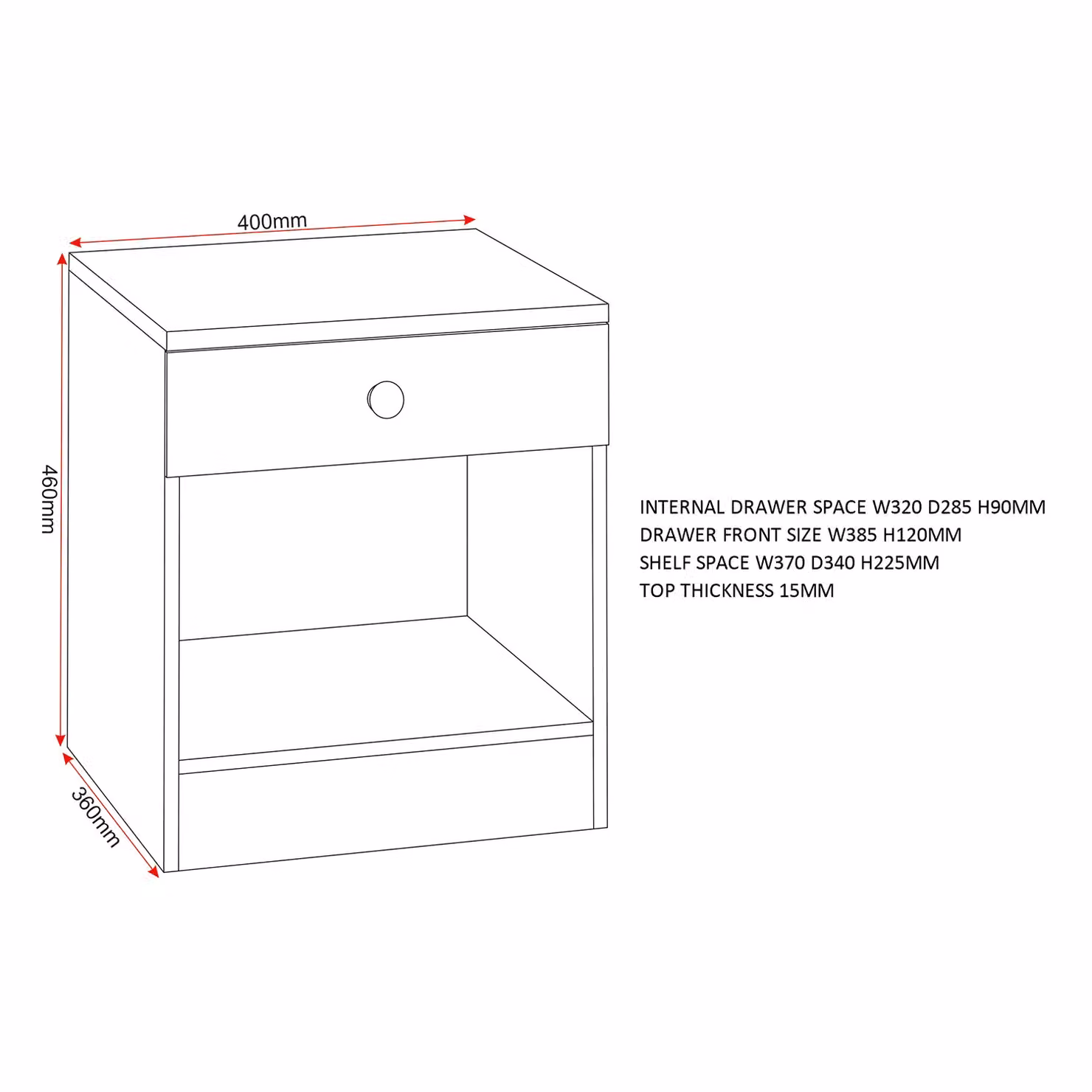 Seconique Denver 1 Drawer Bedside Table in Grey – 3