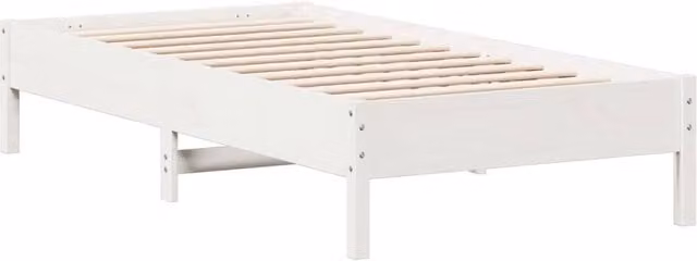 Berkfield Home Single Solid Wood Pine Bed Frame in White, W/D/H: 90 x 190 cm – 1