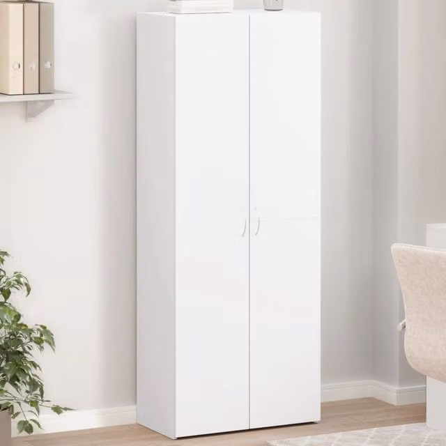Berkfield Home White File Cabinet with Hinged Doors, W/D/H: 60 x 32 x 153 cm