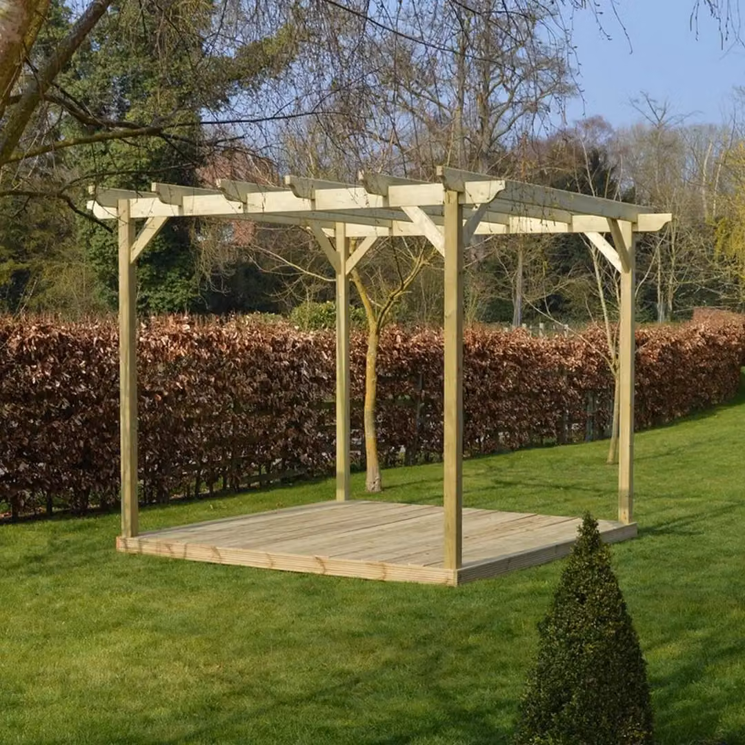 Rutland County Garden Furniture Ltd Pent Garden Pergola and Decking Kit in Green, W: 420 cm, D: 420 cm, H: 270 cm – 2