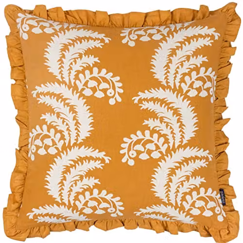 Paoletti Montrose Ochre Floral Square Cushion, W/D/H: 50 x 50 x 50 cm